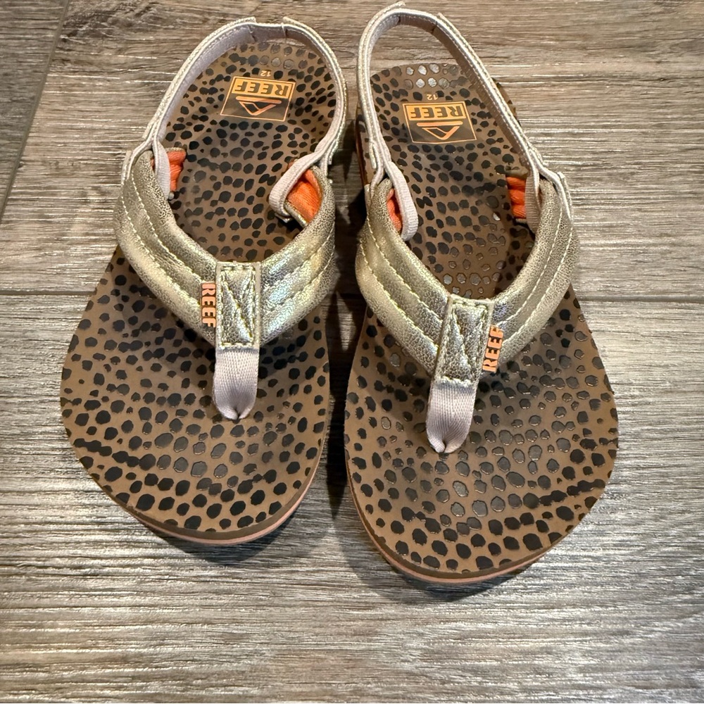 Reef Little Ahi Gold Leopard Print Flip Flop Sandals